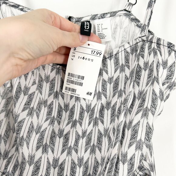 H&M Gray/White Cutout Patterned Mini Dress - Picture 5 of 6